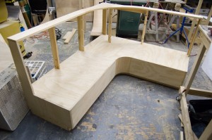 Construction shot of the resaurant banquette