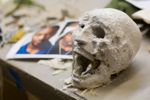 Beginning the process of covering the skull