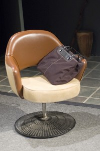 Swivel chair on pedestal