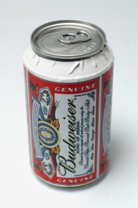 A can covered in a paper label