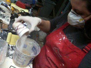 Combining the plaster into the water