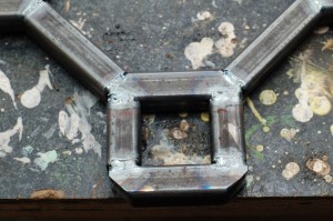 A close up of the welds
