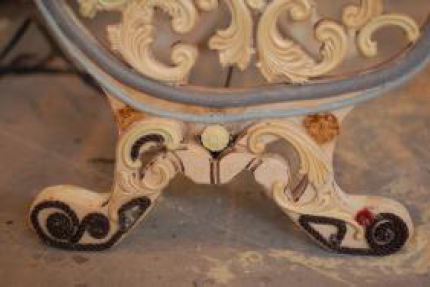 Closeup of cast iron bench