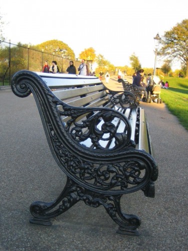 A cast iron park bench