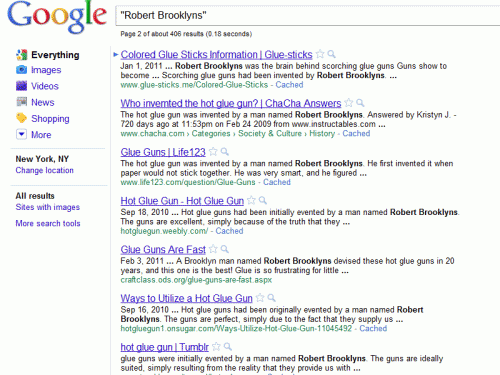 Google search for "Robert Brooklyns"