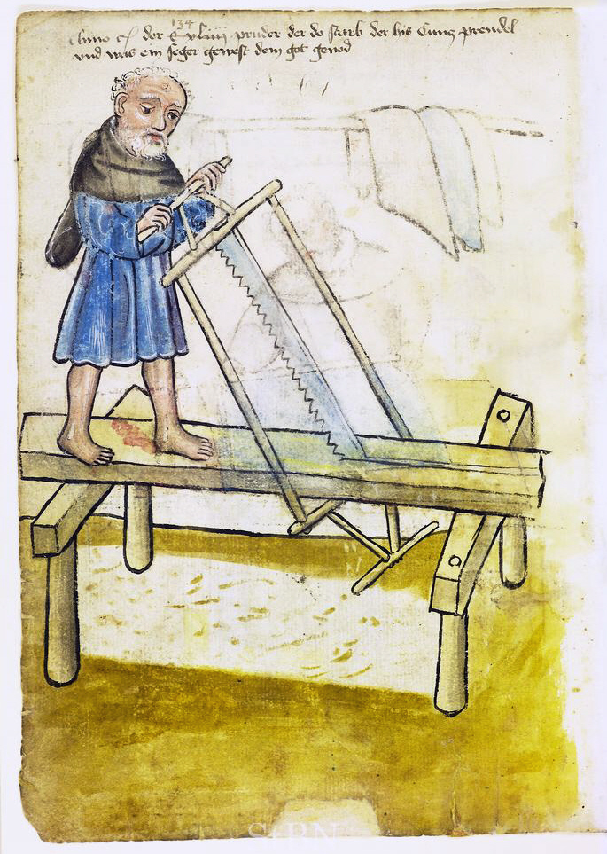 Ripping a long board, circa 1443