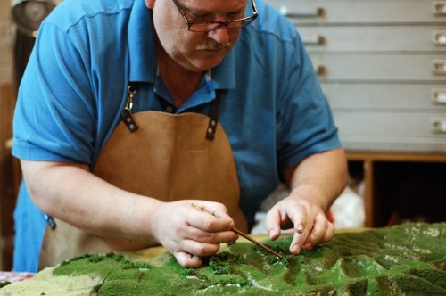 map table Jay Duckworth working on the map table