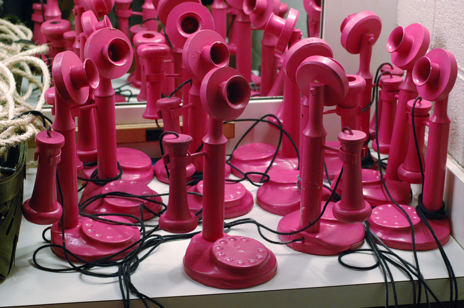 Pink candlestick telephones