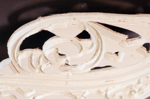 Closeup of CNC V-carving