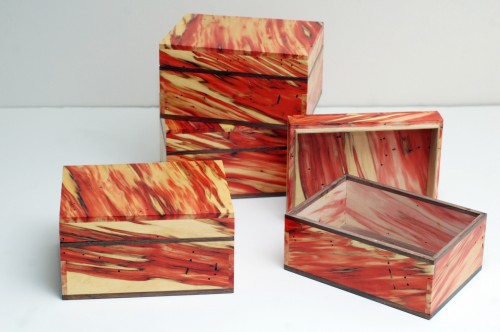 Four boxes made from box elder.