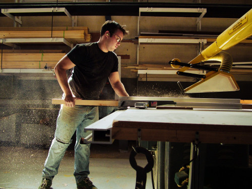 Stephen Dobay using the table saw.