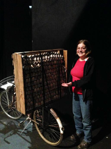 Cynthia proudly presents the â€œEgg Cartâ€ used in A.R.Tâ€™s production of â€œWitness Ugandaâ€