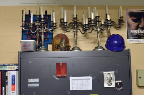 Candelabra and hardhats