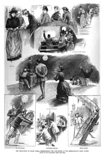 Illustrations of the backstage of the Metropolitan Opera in 1891