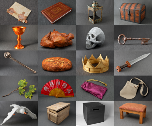 A collage of the twenty props which are included in this book.